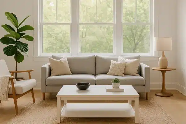 Seguro Residencial Vale a PenaSala de estar representando ambientes protegidos pela cobertura básica do seguro residencial