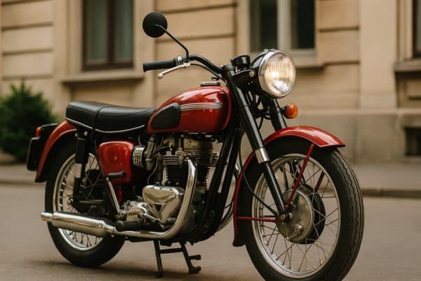 Seguro de motos relíquias em 2025 com moto clássica vermelha em destaque na estrada