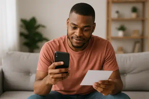 Micro-Tarefas-que-Pagaam-no-Pix-em-2025Pessoa conferindo tarefas em papel e celular para ganhar dinheiro no Pix