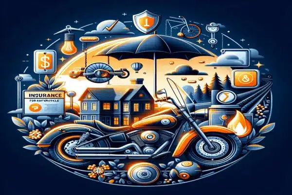 melhor seguro para motos Moto segurada com símbolos de proteção e apólice de seguro