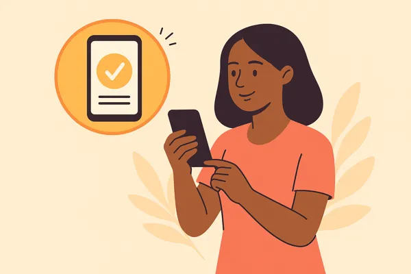 Renda Extra em 2025Mulher no celular gerando renda extra em 2025 com ícone de smartphone ao lado.