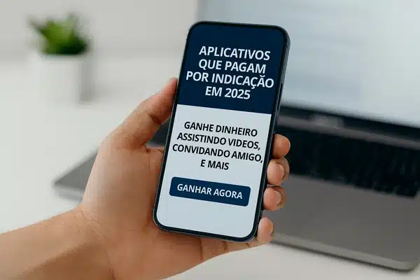 Aplicativos-Que-Pagam-Por-Indicaçaopessoa segurando um celular enquanto navega em aplicativos no dia a dia