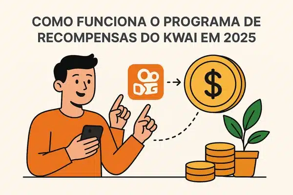 Ganhar-Dinheiro-No-KwaiJovem usando o celular e recebendo recompensas digitais.