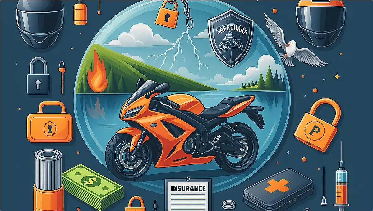 7 Benefícios do Seguro de Moto Potente: motocicleta esportiva vermelha ao pôr do sol representando proteção e liberdade sobre duas rodas