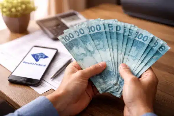 Pessoa com dinheiro em mãos mostrando como pagar menos imposto de renda em 2026 de forma legal