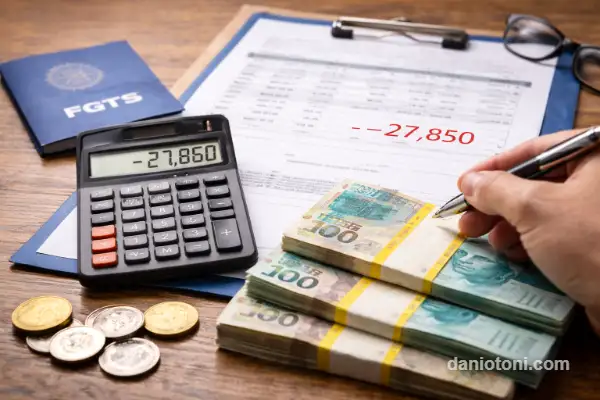 quanto perde ao antecipar fgts com valores maiores e dinheiro sendo calculado em simulação financeira