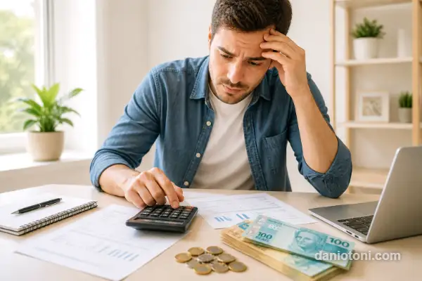 juros antecipação fgts 2026 mostrando onde se perde mais dinheiro ao calcular valores com calculadora e dinheiro na mesa
