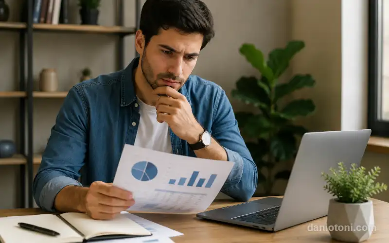 Pessoa analisando investimentos para identificar o próprio perfil de investidor antes de investir em 2026.