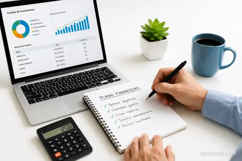 7 investimentos para iniciantes em 2026: planejamento financeiro e disciplina para investir com segurança e alcançar objetivos.