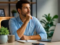 Pessoa analisando gráficos financeiros no notebook para decidir se vale a pena investir agora em um ambiente moderno e bem iluminado.