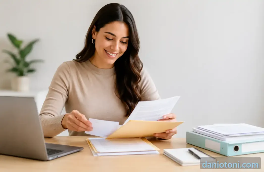 Mulher organizando documentos para saber como comprovar renda sendo MEI