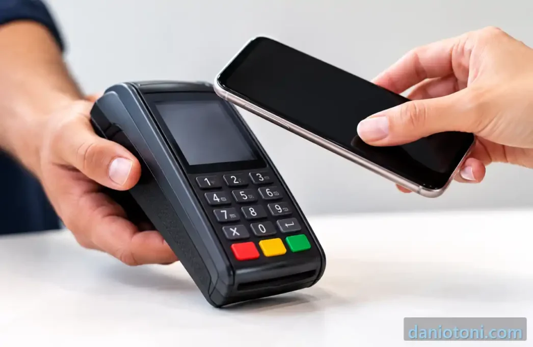 Maquininha de cartão para MEI recebendo pagamento por aproximação com celular